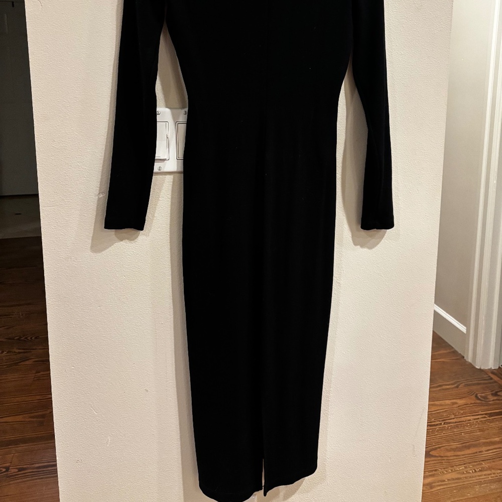 Marine Layer Lexi Rib Long Sleeve Dress in Black - Picture 3 of 3